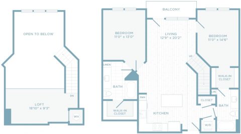 B2P floor plan, 2 bedroom, 2 bathroom