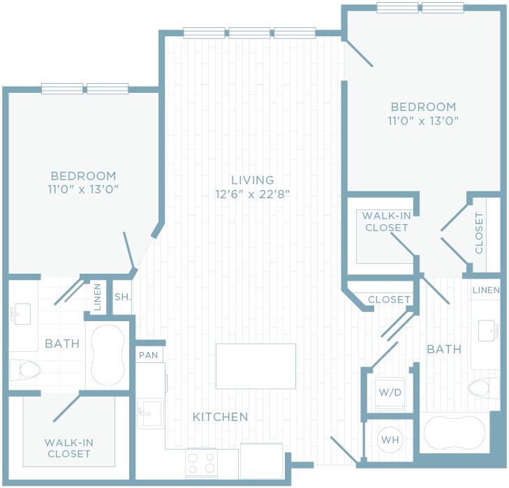 B2M floor plan, 2 bedroom, 2 bathroom