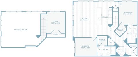 B2V floor plan, 2 bedroom, 2 bathroom