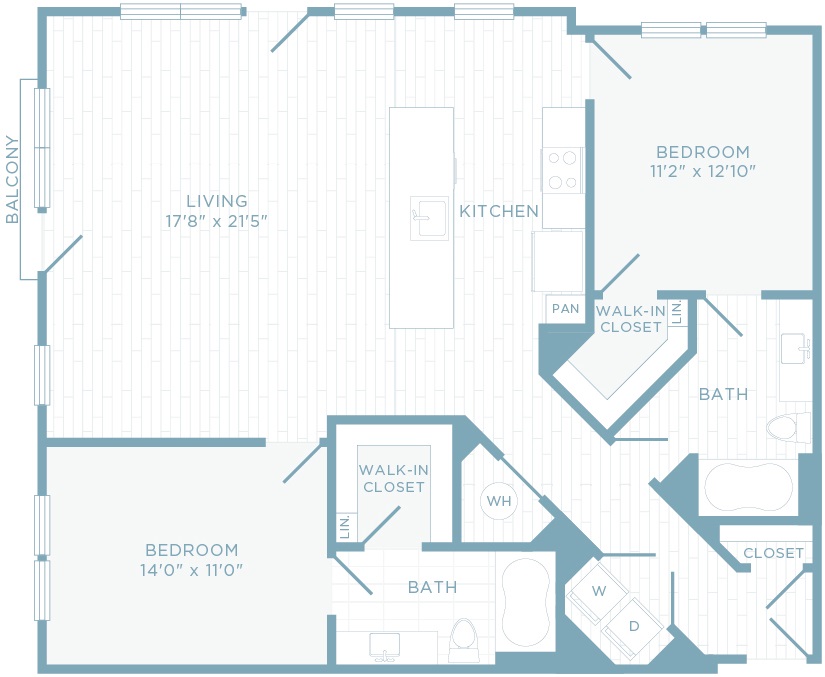 B2S floor plan, 2 bedroom, 2 bathroom