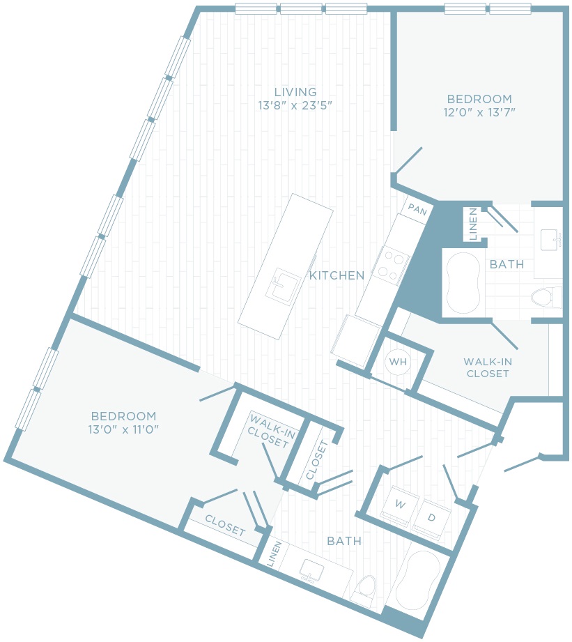 B2T floor plan, 2 bedroom, 2 bathroom