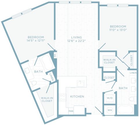 B2H floor plan, 2 bedroom, 2 bathroom