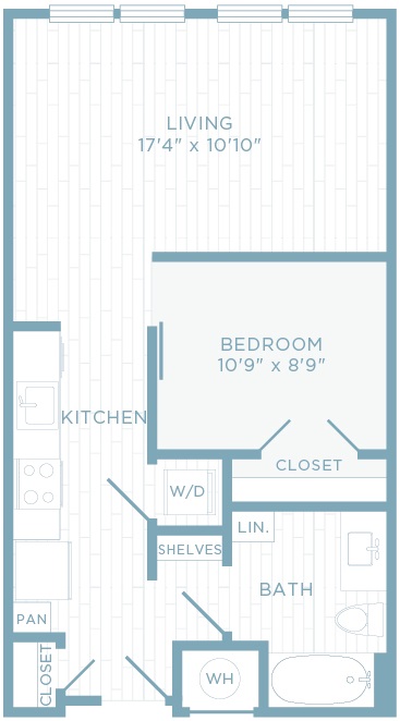 S1C floor plan, 1 bedroom, 1 bathroom